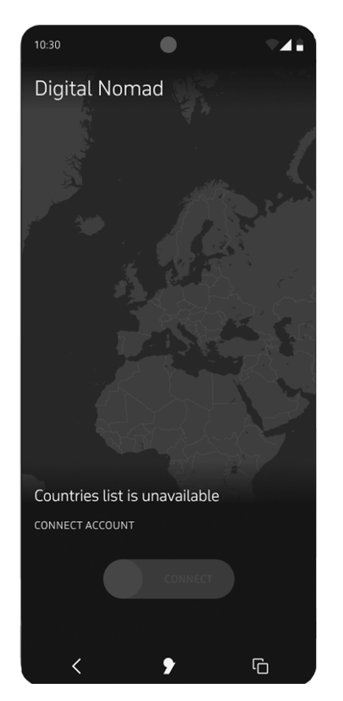 Screen about "Digital Nomad" section on Apostrophy - Countries list is unavailable