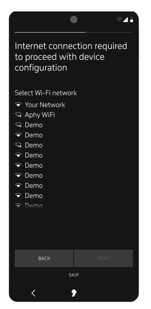 Screen about "Set up" section on Apostrophy - Internet connection