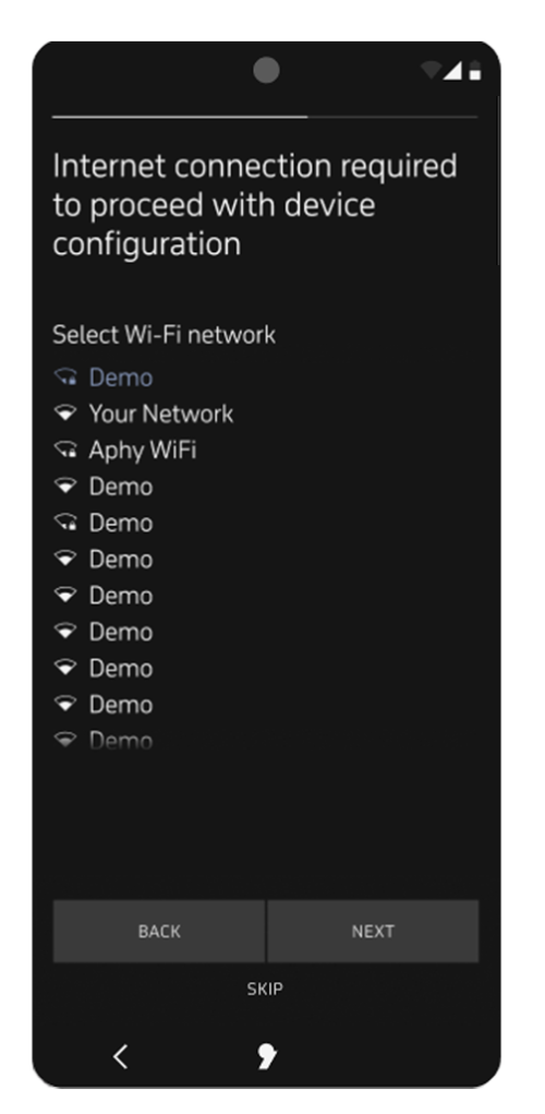 Screen about "Set up" section on Apostrophy - Internet connection